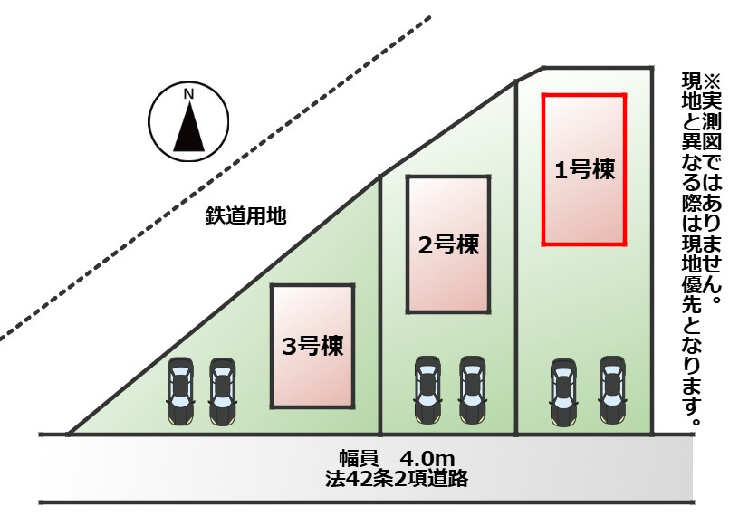 CRADLEGARDEN宇都宮市東町第2の区画図|【全3棟】各号棟の詳細については、お気軽にお問い合わせください♪
