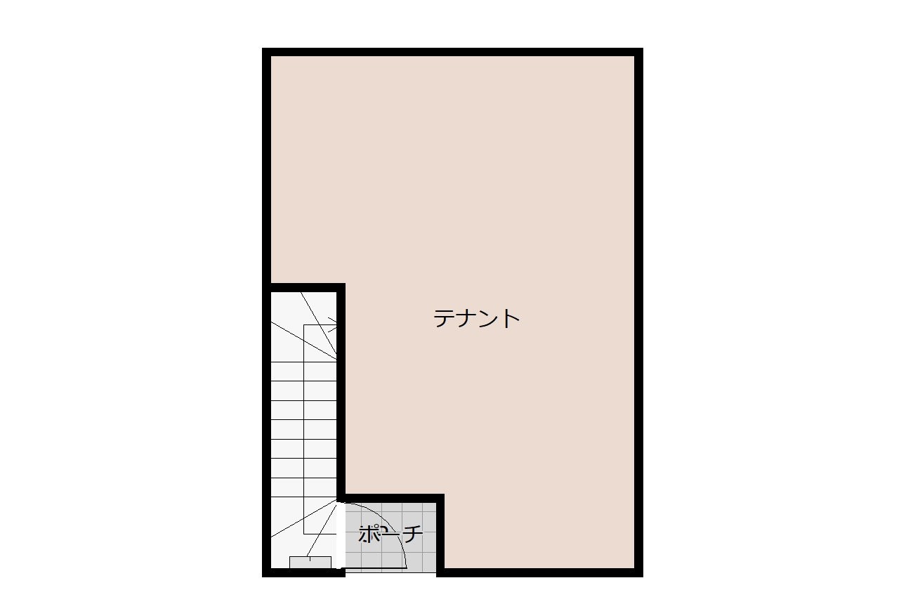 いわき市常磐湯本町三函　店舗付住宅の間取り|1階玄関・テナント部分