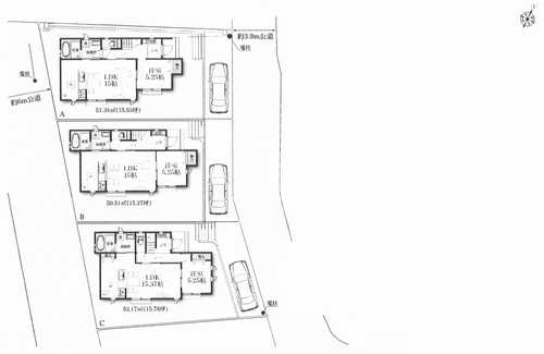 町田市金井ヶ丘2丁目　新築戸建全3棟　A号棟の区画図