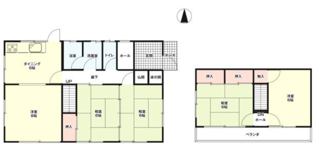 姫路市飾磨区今在家　中古戸建の間取り|5DKです。