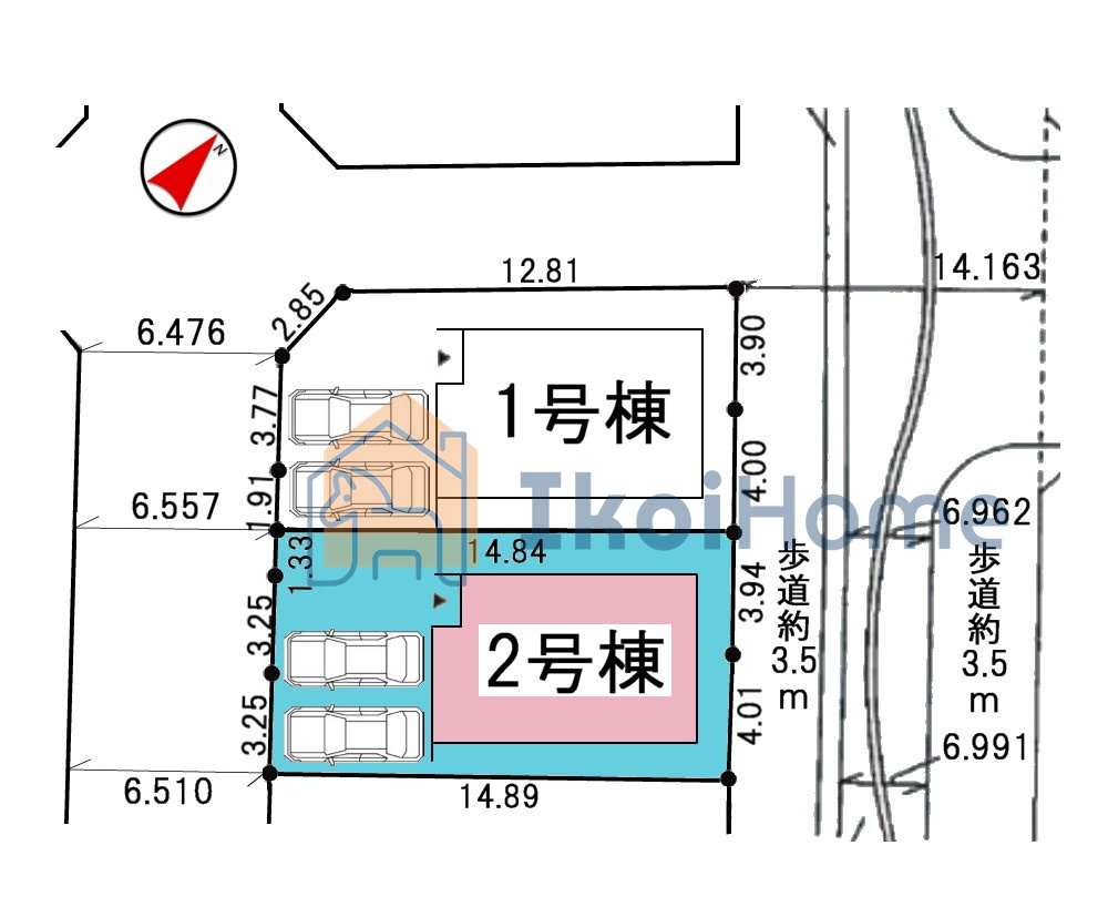 神戸市西区竹の台4丁目　全2棟2号棟　新築戸建の前面道路含む現地写真|●年中無休：当日予約可●両面道路ですので、陽当り・通風良好！駐車スペース2台可！