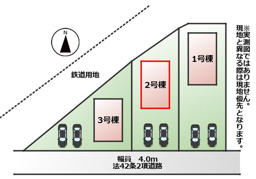 CRADLEGARDEN宇都宮市東町第2の区画図|【全3棟】各号棟の詳細については、お気軽にお問い合わせください♪