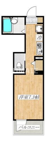 MELDIA大宮北Aの間取り|広め7.3帖1Rです。