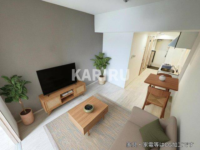 ＡＮＤ　ＴＥＲＲＡＣＥ　文の里の居間・リビング|本画像はCGで作成しており、実際に現地に家具は置かれておりません。また、価格に家具は含まれておりません。