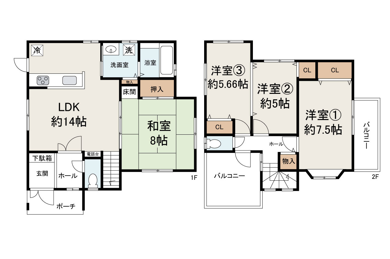 和泉市池田下町の間取り|現状でのお引渡し。定額リフォームパック（オプション）利用可。詳細はお問合せください。