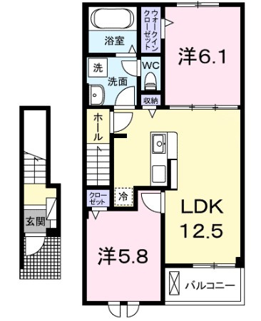 市川市若宮２丁目のアパートの間取り