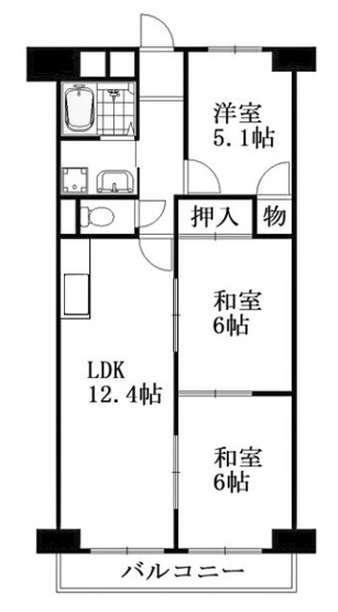 【間取り】 | 伏見日光ハイツ2号棟 | 専有面積64.48㎡