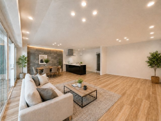 法王マンションの居間・リビング|家具設置イメージ画像です