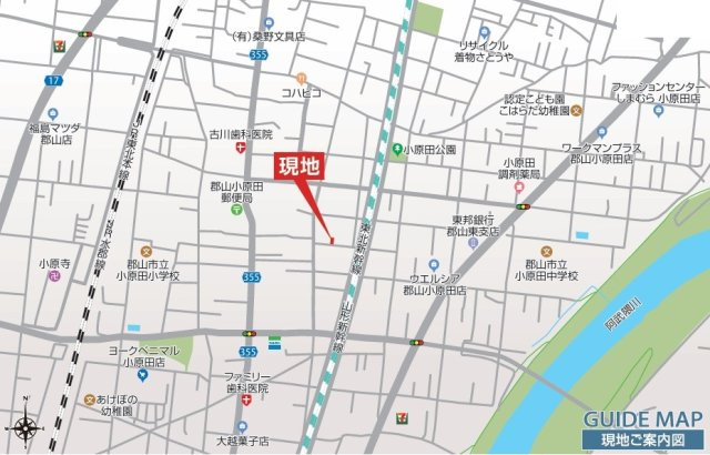 新築戸建・新築建売　郡山市小原田三丁目　小原田小・小原田中の地図