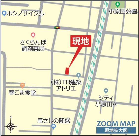 新築戸建・新築建売　郡山市小原田三丁目　小原田小・小原田中の地図