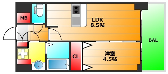 プレサンス大阪ドームシティワンダーの間取り|現状有姿