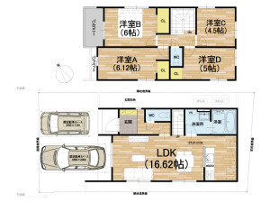 草津市草津町3期2号地　新築戸建の間取り
