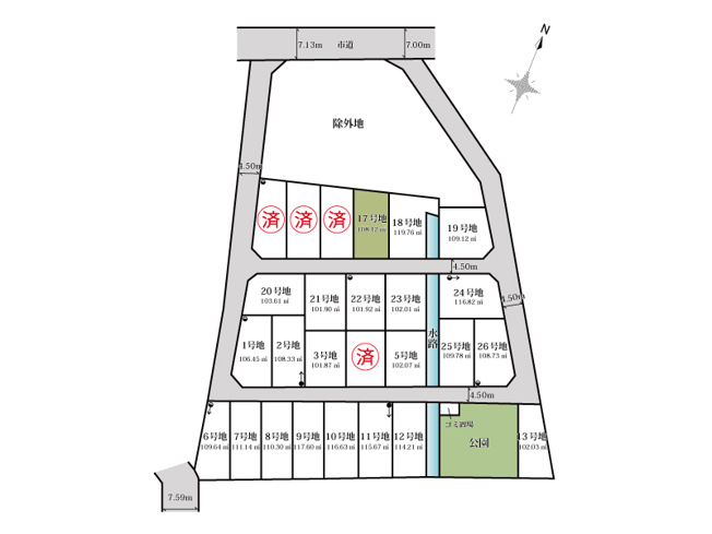 【土地図】 | 志木市中宗岡1丁目　建築条件無売地　全26区画　(丸井志木店) | 17号地