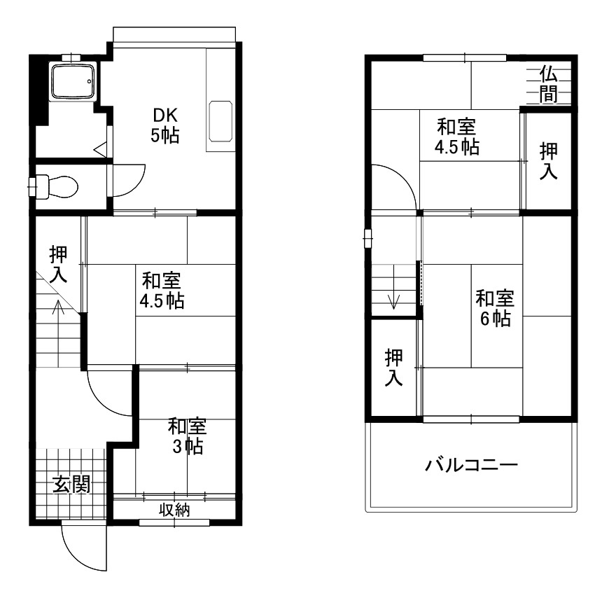 瓦宮1丁目の間取り|和室が隣接しており、続き間としてお使いいただくことも