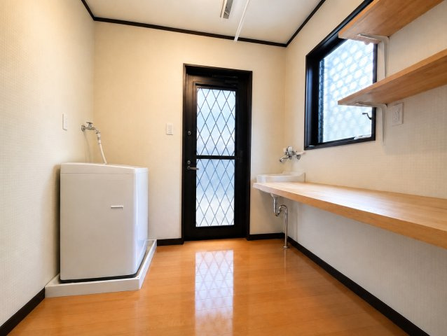 成田東町　中古一戸建てのランドリースペース|1階ランドリースペース　洗濯機置き場
■物件内覧・資金計画相談・住宅ローン相談、リフォーム相談、お問合せ受付中■
※当日・翌日のご内覧、ご相談はお電話でのお問合せがスムーズです！