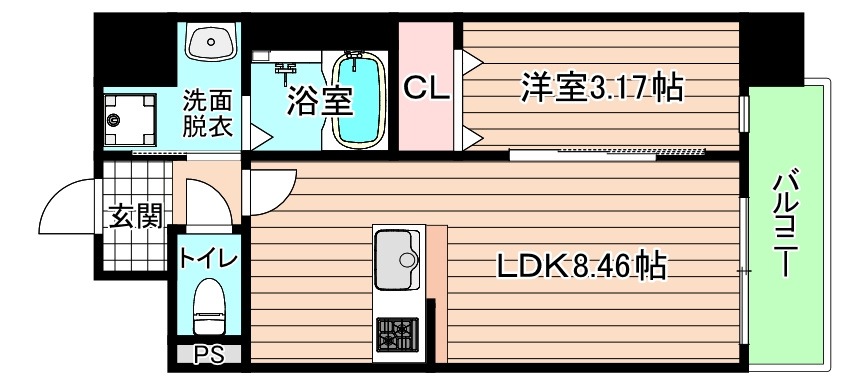 大阪市都島区都島北通２丁目の賃貸マンションの間取り