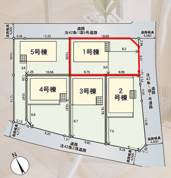 郡山市横塚6丁目　　　１号棟　　芳賀小学校、郡山第４中学区の区画図