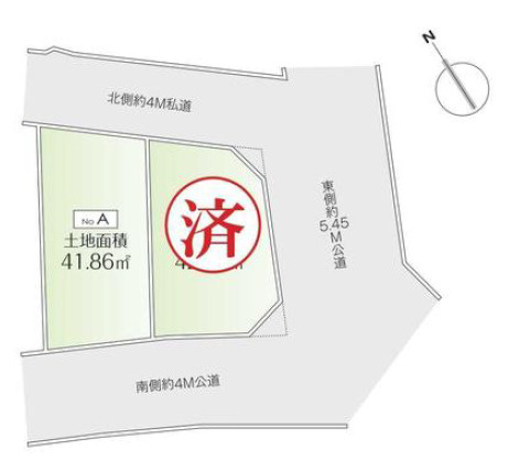 北区赤羽1丁目　”赤羽エリア”　南北両面道路　最終1棟の区画図