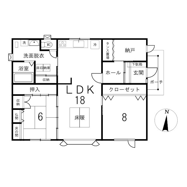 中古戸建　訓子府町東町の間取り