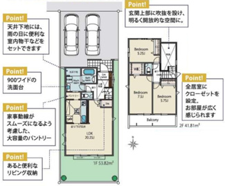 【間取り】 | 東大和市仲原3丁目　新築戸建【全2棟】