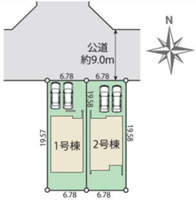 【区画図】 | 東大和市仲原3丁目　新築戸建【全2棟】