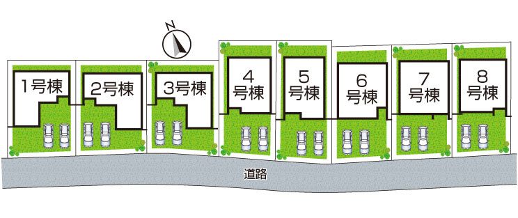 神戸市西区竜が岡　第8期　新築一戸建ての区画図|全8区画