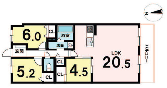 パレロワイヤル姫路駅前　4階の間取り|3LDKです。
