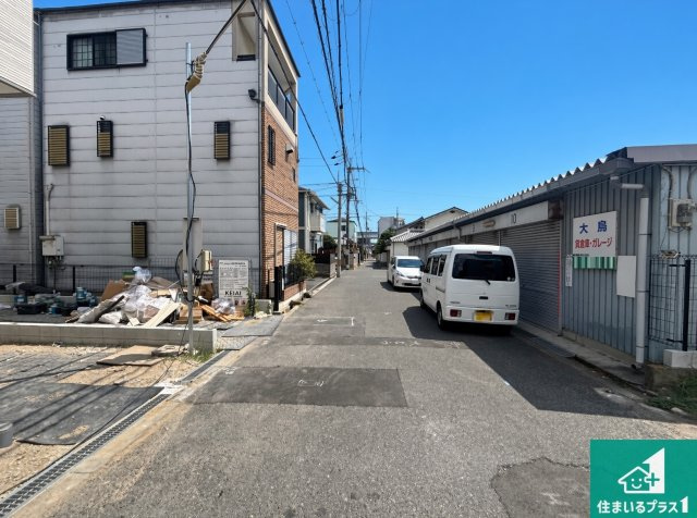 大阪市平野区瓜破西　第1期　新築一戸建ての前面道路含む現地写真|周辺は落ち着いた街並みの住宅地！子育てがしやすい住環境です！まだ未完成ですが、現地でしかわからない事もございます。是非一度ご覧ください。