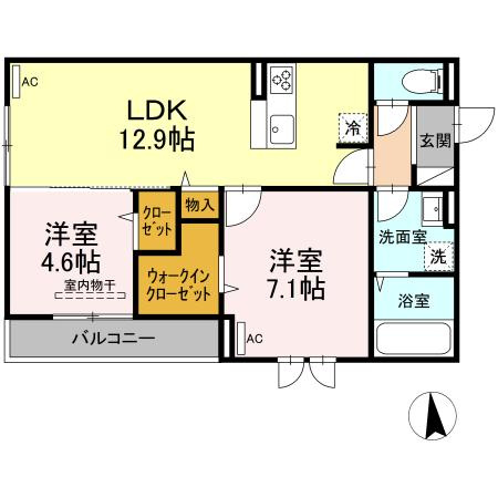 【間取り】 | ディアライズ小郡船倉町E棟