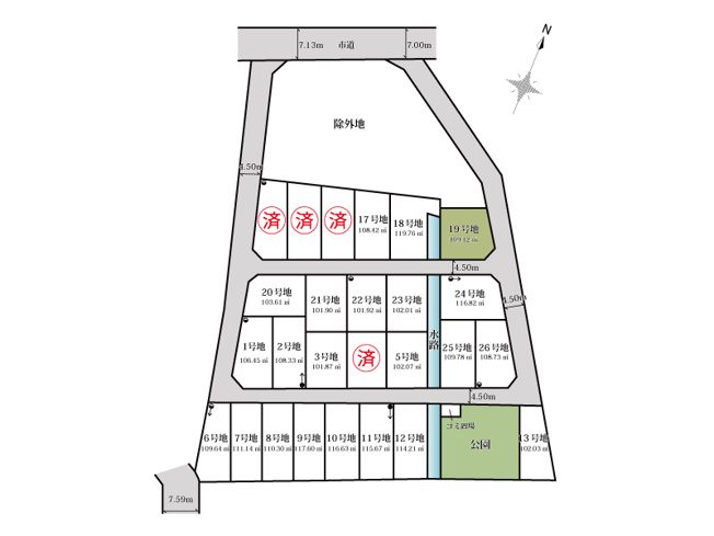 【土地図】 | 志木市中宗岡1丁目　建築条件無売地　全26区画　(丸井志木店) | 19号地