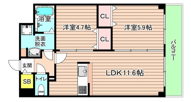 大阪市都島区高倉町１丁目の賃貸マンションの間取り