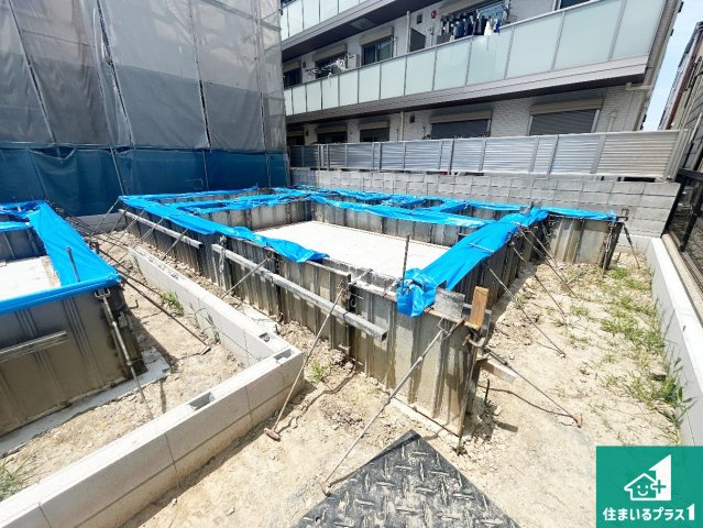 大阪市平野区瓜破西　第1期　新築一戸建ての外観|周辺は落ち着いた街並みの住宅地！子育てがしやすい住環境です！まだ未完成ですが、現地でしかわからない事もございます。是非一度ご覧ください。