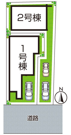 大阪市平野区瓜破西　第1期　新築一戸建ての区画図|全2区画