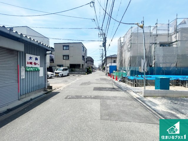 大阪市平野区瓜破西　第1期　新築一戸建ての前面道路含む現地写真|周辺は落ち着いた街並みの住宅地！子育てがしやすい住環境です！まだ未完成ですが、現地でしかわからない事もございます。是非一度ご覧ください。