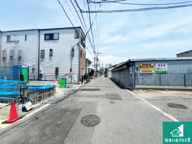 大阪市平野区瓜破西　第1期　新築一戸建ての前面道路含む現地写真|周辺は落ち着いた街並みの住宅地！子育てがしやすい住環境です！まだ未完成ですが、現地でしかわからない事もございます。是非一度ご覧ください。