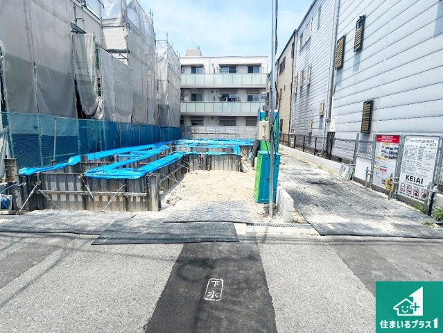 大阪市平野区瓜破西　第1期　新築一戸建ての外観|周辺は落ち着いた街並みの住宅地！子育てがしやすい住環境です！まだ未完成ですが、現地でしかわからない事もございます。是非一度ご覧ください。