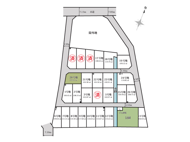 【土地図】 | 志木市中宗岡1丁目　建築条件無売地　全26区画　(丸井志木店) | 20号地