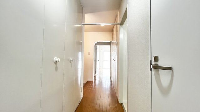 メゾン住吉川のその他|リビングと洋室を繋ぐ廊下です。R型の垂れ壁が魅力的で、空間を彩ります。