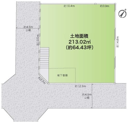 片吹土地　『東南・南西角地』×『敷地面積約64.43坪』×『整形地』の画像
