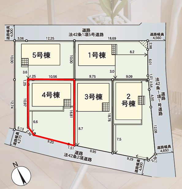 郡山市横塚6丁目　　　４号棟　　芳賀小学校、郡山第４中学区の区画図