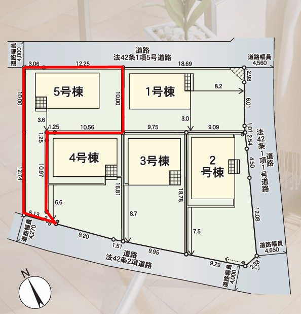 郡山市横塚6丁目　　　５号棟　　芳賀小学校、郡山第４中学区の区画図