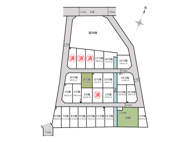 【土地図】 | 志木市中宗岡1丁目　建築条件無売地　全26区画　(丸井志木店) | 21号地