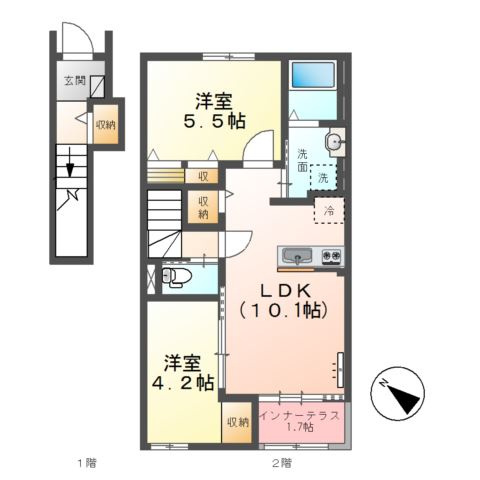 ソラーレ（東松山市松山町　アパートⅡ期新築工事）の間取り