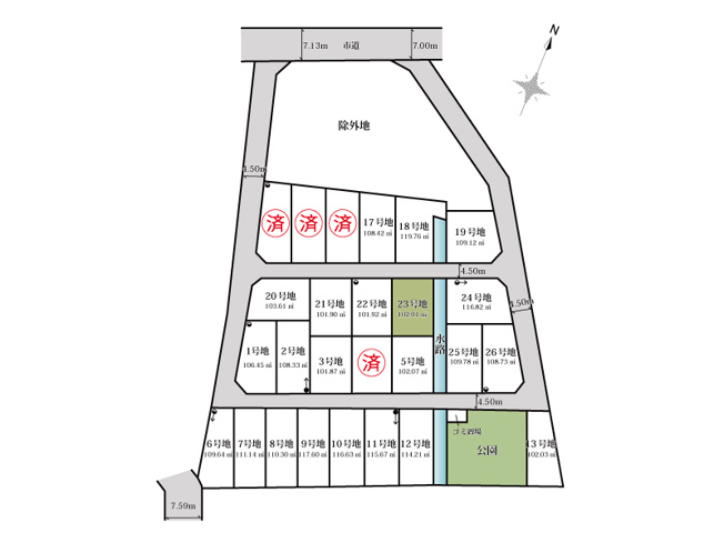 【土地図】 | 志木市中宗岡1丁目　建築条件無売地　全26区画　(丸井志木店) | 23号地
