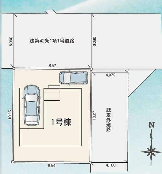 リナージュ前橋市天川原町１丁目01期　１号棟の区画図|駐車場2台ご用意しています！
縦列駐車ではないので、車の出し入れもしやすいですよ！