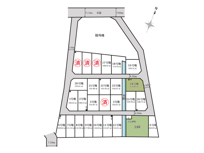 【土地図】 | 志木市中宗岡1丁目　建築条件無売地　全26区画　(丸井志木店) | 24号地
