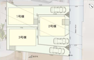 【区画図】 | 座間市相模が丘3丁目  1号棟 第36 | 1号棟　旗竿地（間口約2.8ｍ）　南東側約4.0～約4.5ｍ公道（セットバック済）　駐車1台（車種によります）　敷地面積30.0坪（路地状部分敷地含む）　※協定地有　※高圧線下（地役権設定有）