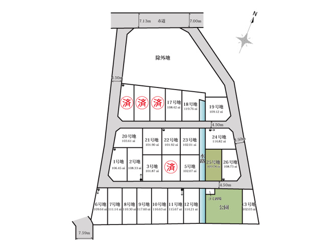 【土地図】 | 志木市中宗岡1丁目　建築条件無売地　全26区画　(丸井志木店) | 25号地