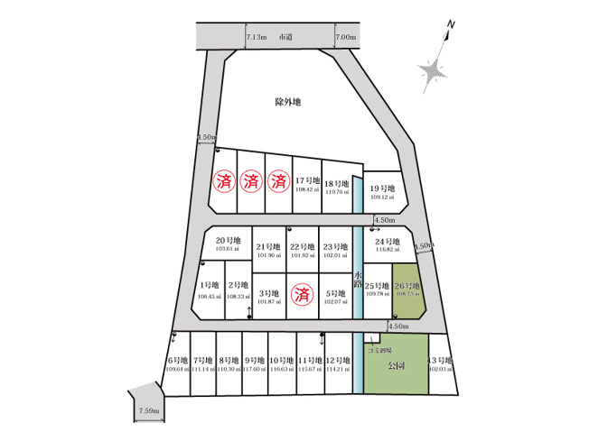 【土地図】 | 志木市中宗岡1丁目　建築条件無売地　全26区画　(丸井志木店) | 26号地