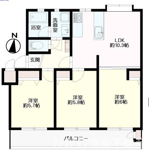 湘南西部住宅2-5号棟の間取り|フルリフォーム　３LDK